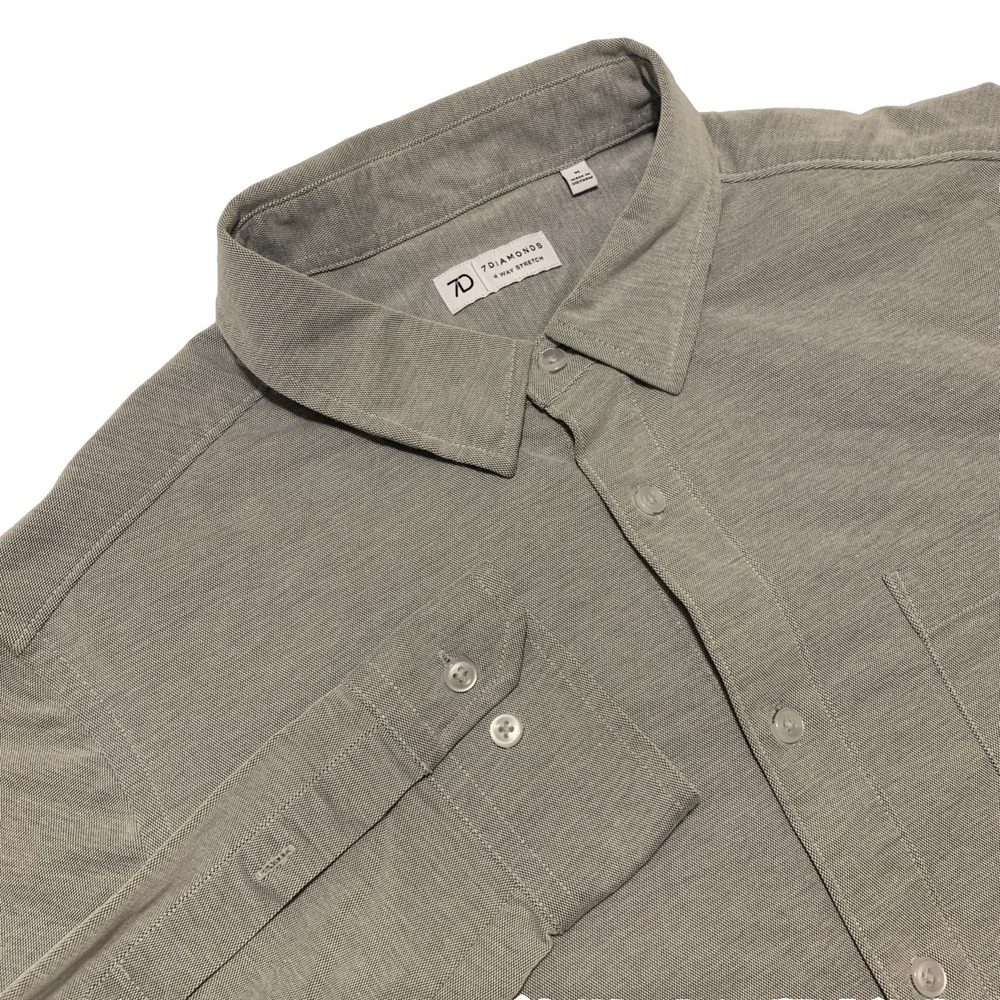 7 Diamonds Mens Grey Stretch Oxford Button Down Shirt Long Sleeve Size M